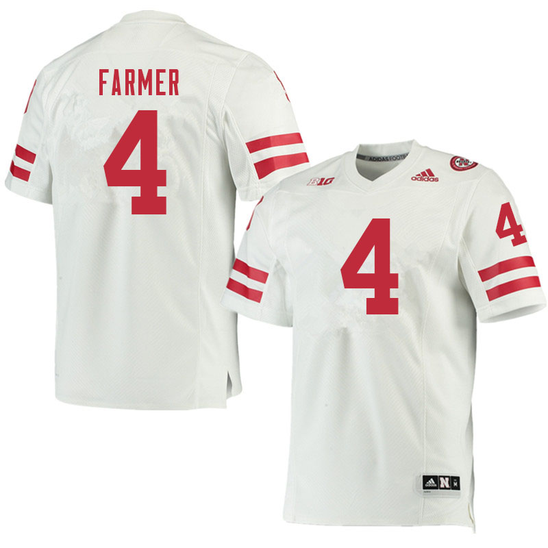 Men #4 Myles Farmer Nebraska Cornhuskers College Football Jerseys Sale-White